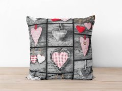 Bavlněný povlak na polštář - patchwork červená srdce