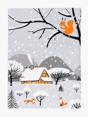 Keprová utěrka - zasněžené městečko - 50x71 cm