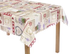 Hranatý teflonový ubrus - levandule patchwork