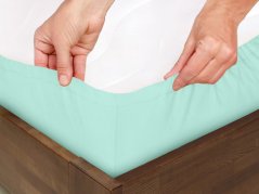 Bavlněné napínací prostěradlo - mentolové