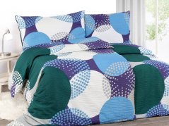 Krepové povlečení - fialové a zelené kruhy na šedé