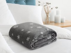 Vánoční deka Mikroflanel - vločky na šedé - 150x200 cm