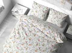 Flanelové povlečení - popínavé květy na bílé