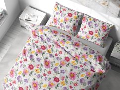 Bavlněné povlečení - květy fialek na bílé