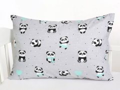 Dětské bavlněné povlečení – panda na šedé – do postýlky