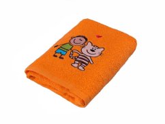 Dětský Froté ručník – kluk s kočkou – oranžová – 30×50 cm