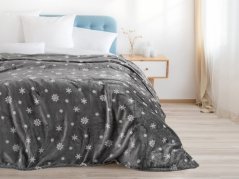 Vánoční deka Mikroflanel - vločky na šedé - 150x200 cm