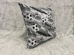 Bavlněný povlak na polštář - football na šedé