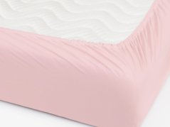 Bavlněné napínací prostěradlo - pudrově růžové