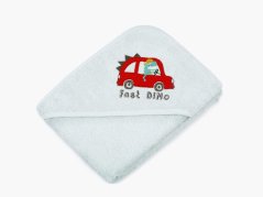 Dětská osuška LILI s kapucí – auto – sv. modrá – 100×100 cm