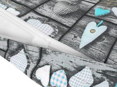 Bavlněný povlak na polštář – patchwork tyrkysová srdce