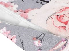 Bavlněný povlak na polštář - růže na šedé