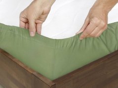 Jersey prostěradlo s napínací gumou - khaki