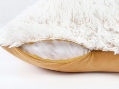 Luxusní povlak na polštář dlouhý vlas - bílý na medové