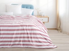 Vánoční deka Mikroflanel - bílý/růžový pruh 5 cm - 150x200 cm