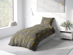 Flanelové povlečení - zlaté listy na šedé