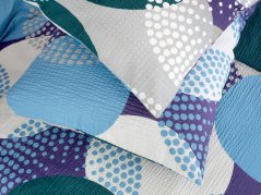 Krepové povlečení - fialové a zelené kruhy na šedé