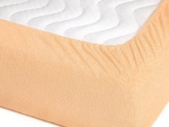 Dětské nepropustné froté napínací prostěradlo - lososové - do postýlky