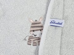 Dětská osuška LILI – zebra – šedá – 100×100 cm