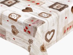 PVC ubrusovina hnědý patchwork - metráž šířka 140 cm