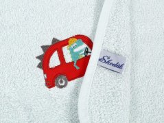 Dětská osuška LILI – auto – sv. modrá – 100×100 cm
