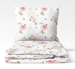 Bavlněné povlečení - Pivoňky s nápisy