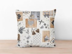 Povlak na polštář Loneta – béžová srdíčka patchwork