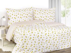 Krepové povlečení - žluté květy na bílé
