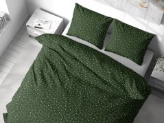 Vánoční bavlněné povlečení - bílé hvězdy na zelené