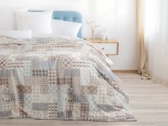 Deka Mikroflanel - béžovo-modrý ornament - 150x200 cm