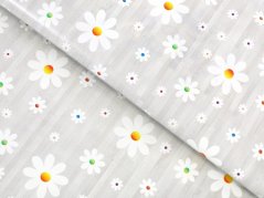 PVC ubrusovina kopretiny na šedé - metráž šířka 140 cm