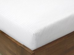 Damaškové napínací prostěradlo - bílé - proužky 4 mm