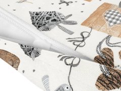 Povlak na polštář Loneta – béžová srdíčka patchwork