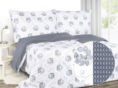 Bavlněné povlečení - modré květy a geometrické tvary