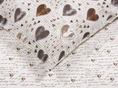 Bavlněné povlečení – hnědá srdce/ zamilované texty – vende